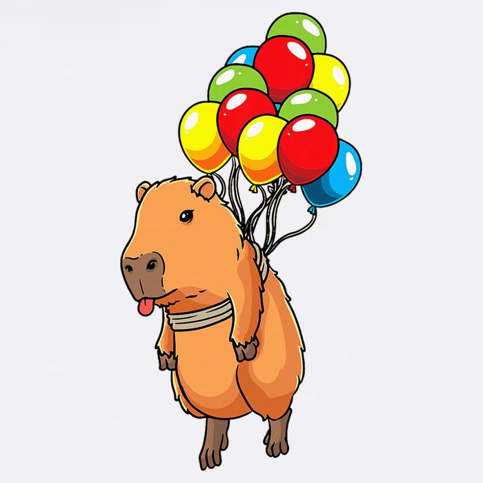 Capybara Giant Cavy Rodent With Balloons Capybara Poster