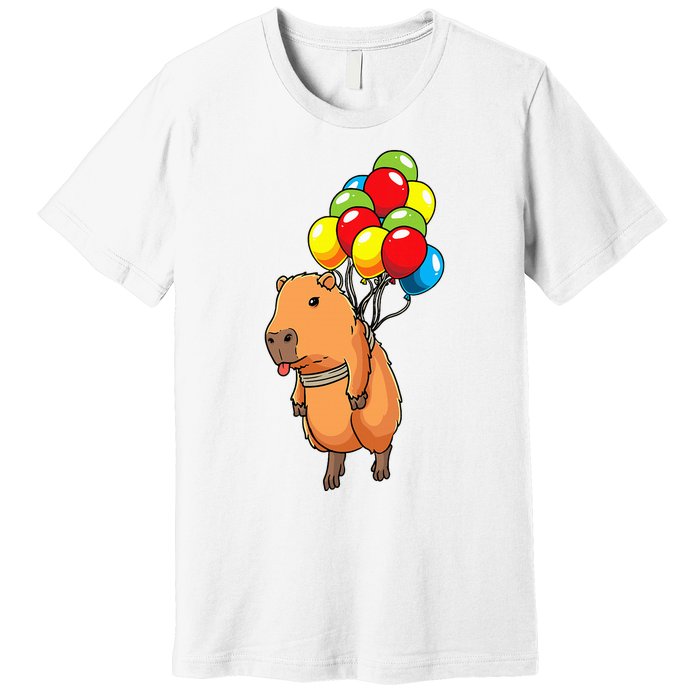 Capybara Giant Cavy Rodent With Balloons Capybara Premium T-Shirt