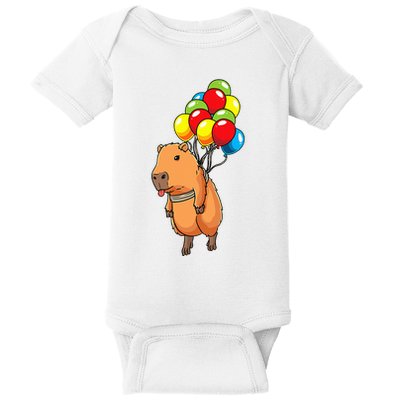 Capybara Giant Cavy Rodent With Balloons Capybara Baby Bodysuit