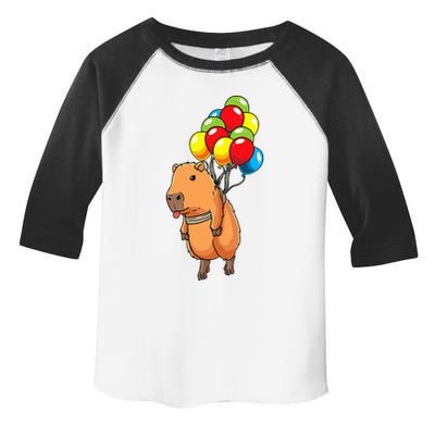 Capybara Giant Cavy Rodent With Balloons Capybara Toddler Fine Jersey T-Shirt
