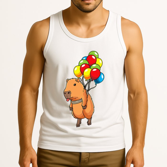 Capybara Giant Cavy Rodent With Balloons Capybara Tank Top
