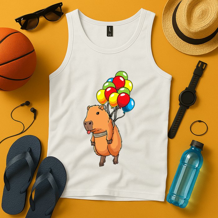 Capybara Giant Cavy Rodent With Balloons Capybara Tank Top