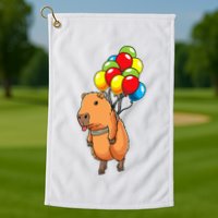 Capybara Giant Cavy Rodent With Balloons Capybara Golf Towel