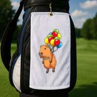 Capybara Giant Cavy Rodent With Balloons Capybara Golf Towel