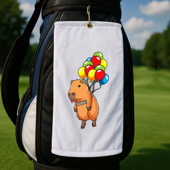 Capybara Giant Cavy Rodent With Balloons Capybara Golf Towel