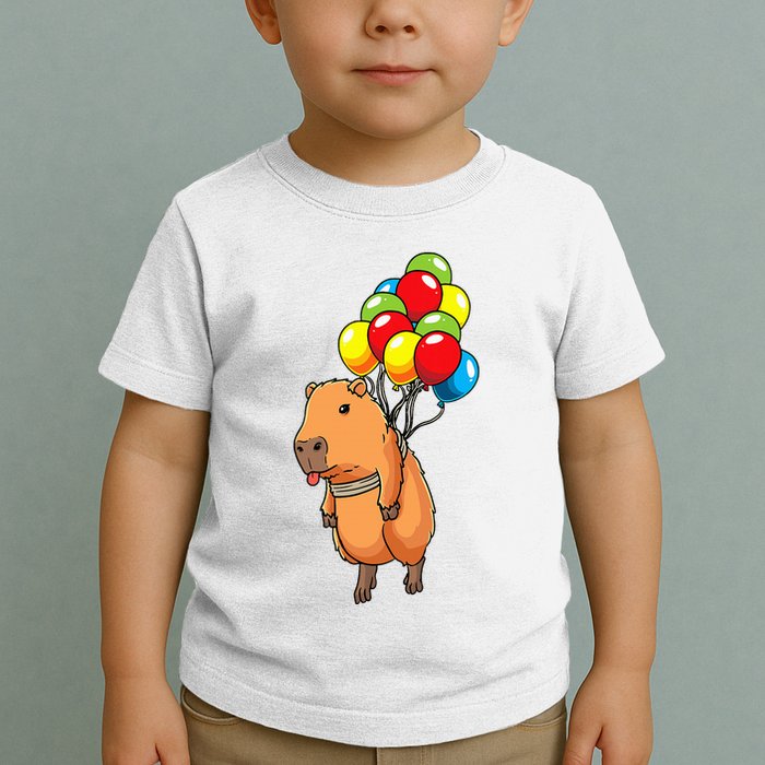 Capybara Giant Cavy Rodent With Balloons Capybara Toddler T-Shirt