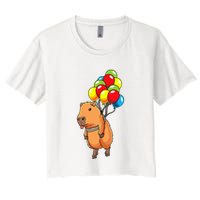 Capybara Giant Cavy Rodent With Balloons Capybara Crop Top