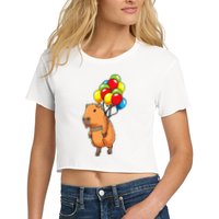 Capybara Giant Cavy Rodent With Balloons Capybara Crop Top