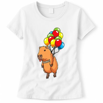 Capybara Giant Cavy Rodent With Balloons Capybara Womens T-Shirt