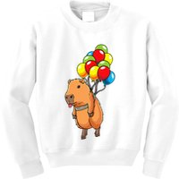 Capybara Giant Cavy Rodent With Balloons Capybara Kids Sweatshirt