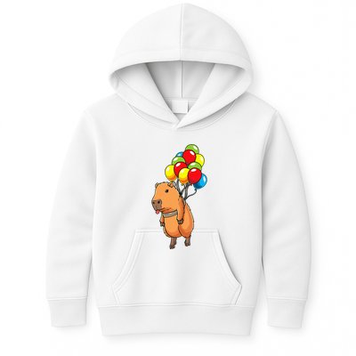 Capybara Giant Cavy Rodent With Balloons Capybara Kids Hoodie