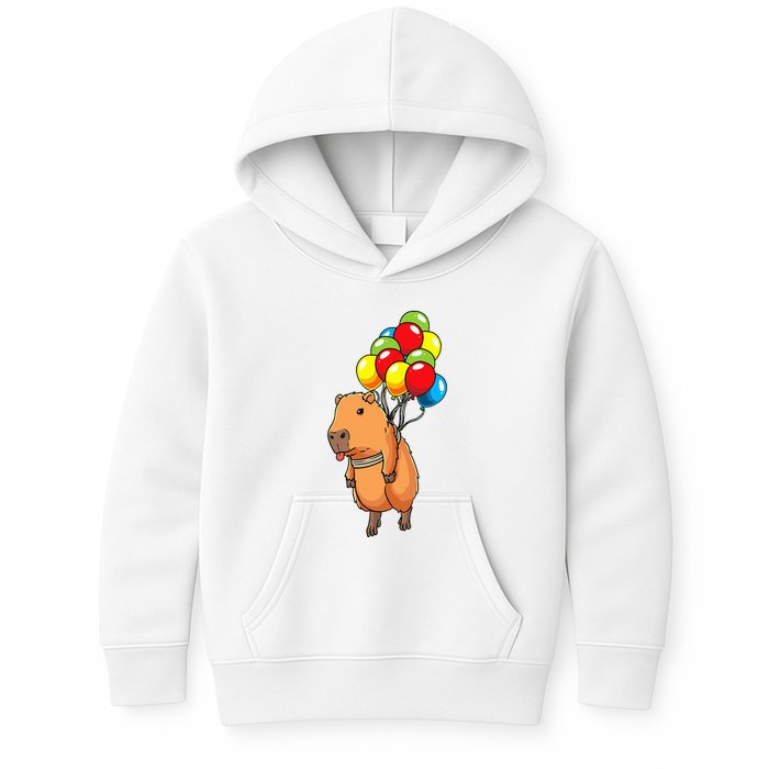 Capybara Giant Cavy Rodent With Balloons Capybara Kids Hoodie