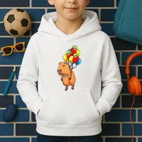 Capybara Giant Cavy Rodent With Balloons Capybara Kids Hoodie