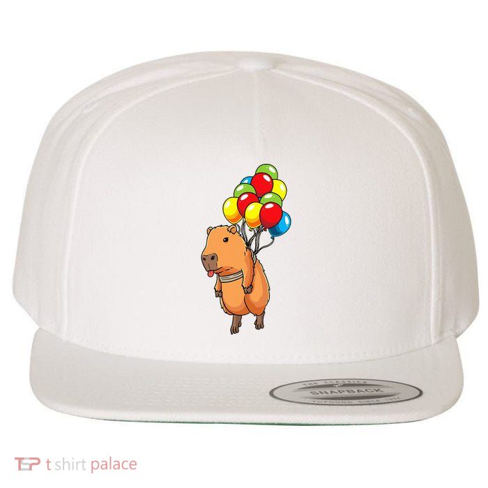 Capybara Giant Cavy Rodent With Balloons Capybara Wool Snapback Cap