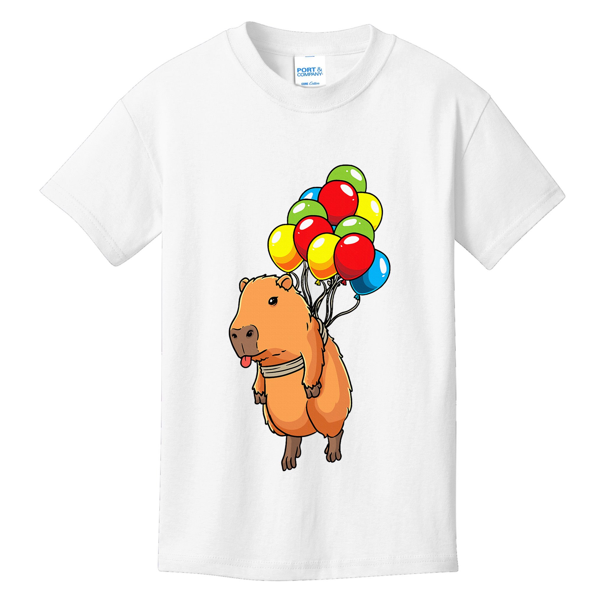 Capybara Giant Cavy Rodent With Balloons Capybara Kids T-Shirt