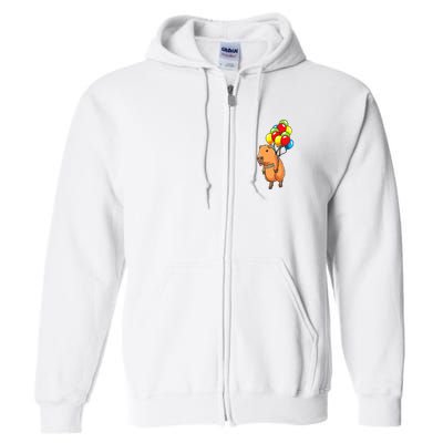 Capybara Giant Cavy Rodent With Balloons Capybara Full Zip Hoodie