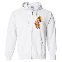 Capybara Giant Cavy Rodent With Balloons Capybara Full Zip Hoodie