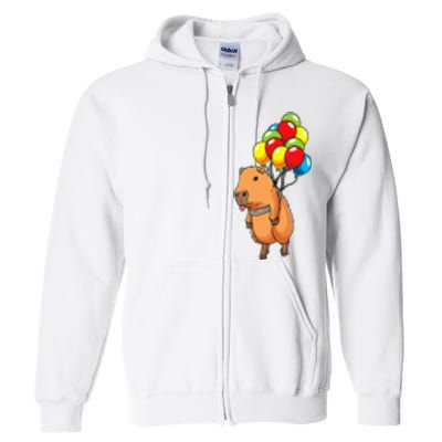 Capybara Giant Cavy Rodent With Balloons Capybara Full Zip Hoodie