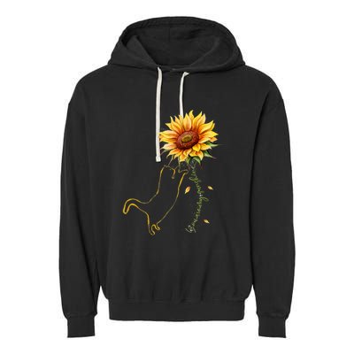 Cat Graphic Cat Sunflower Cat Sunshine Cat Lover Garment-Dyed Fleece Hoodie