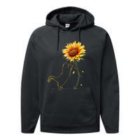 Cat Graphic Cat Sunflower Cat Sunshine Cat Lover Performance Fleece Hoodie