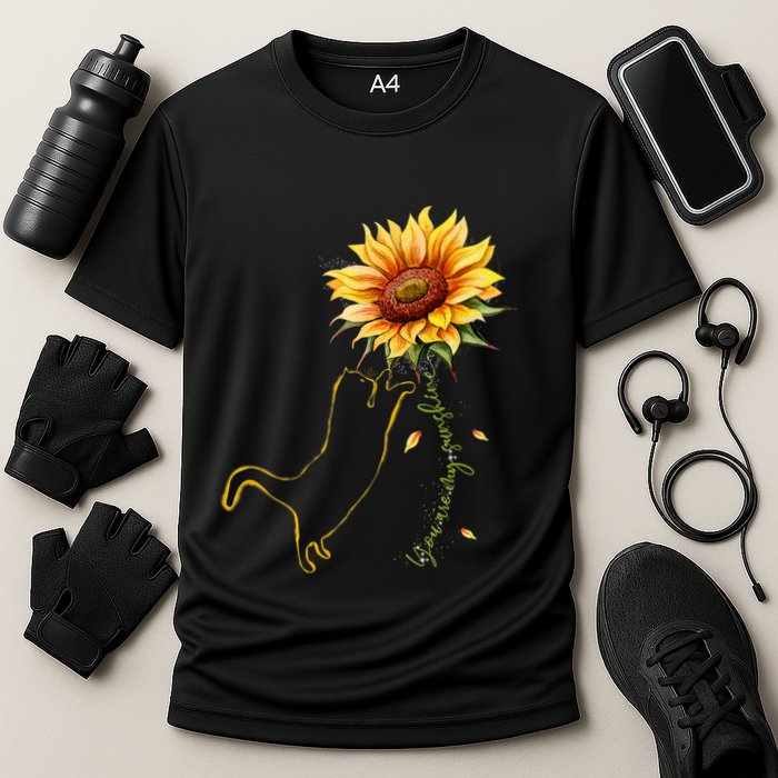 Cat Graphic Cat Sunflower Cat Sunshine Cat Lover Cooling Performance Crew T-Shirt
