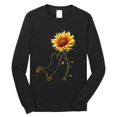 Cat Graphic Cat Sunflower Cat Sunshine Cat Lover Long Sleeve Shirt