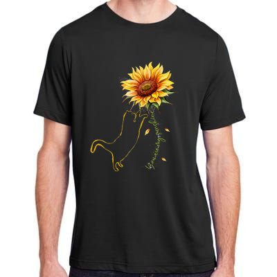 Cat Graphic Cat Sunflower Cat Sunshine Cat Lover Adult ChromaSoft Performance T-Shirt