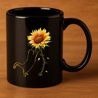 Cat Graphic Cat Sunflower Cat Sunshine Cat Lover 11oz C Handle Ceramic Mug