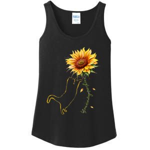 Cat Graphic Cat Sunflower Cat Sunshine Cat Lover Ladies Essential Tank