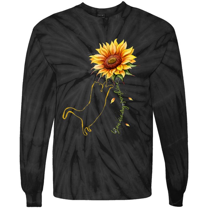 Cat Graphic Cat Sunflower Cat Sunshine Cat Lover Tie-Dye Long Sleeve Shirt