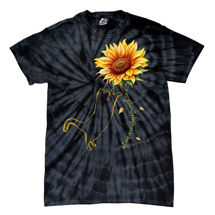 Cat Graphic Cat Sunflower Cat Sunshine Cat Lover Tie-Dye T-Shirt