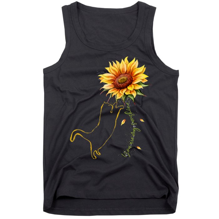 Cat Graphic Cat Sunflower Cat Sunshine Cat Lover Tank Top