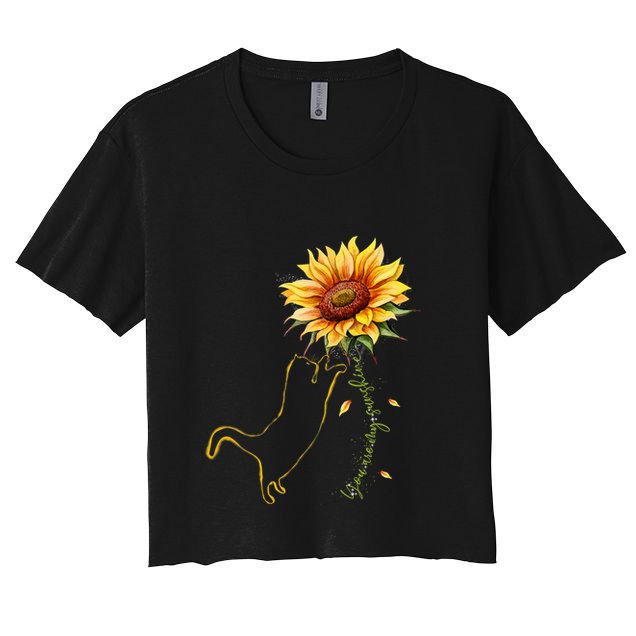 Cat Graphic Cat Sunflower Cat Sunshine Cat Lover Crop Top