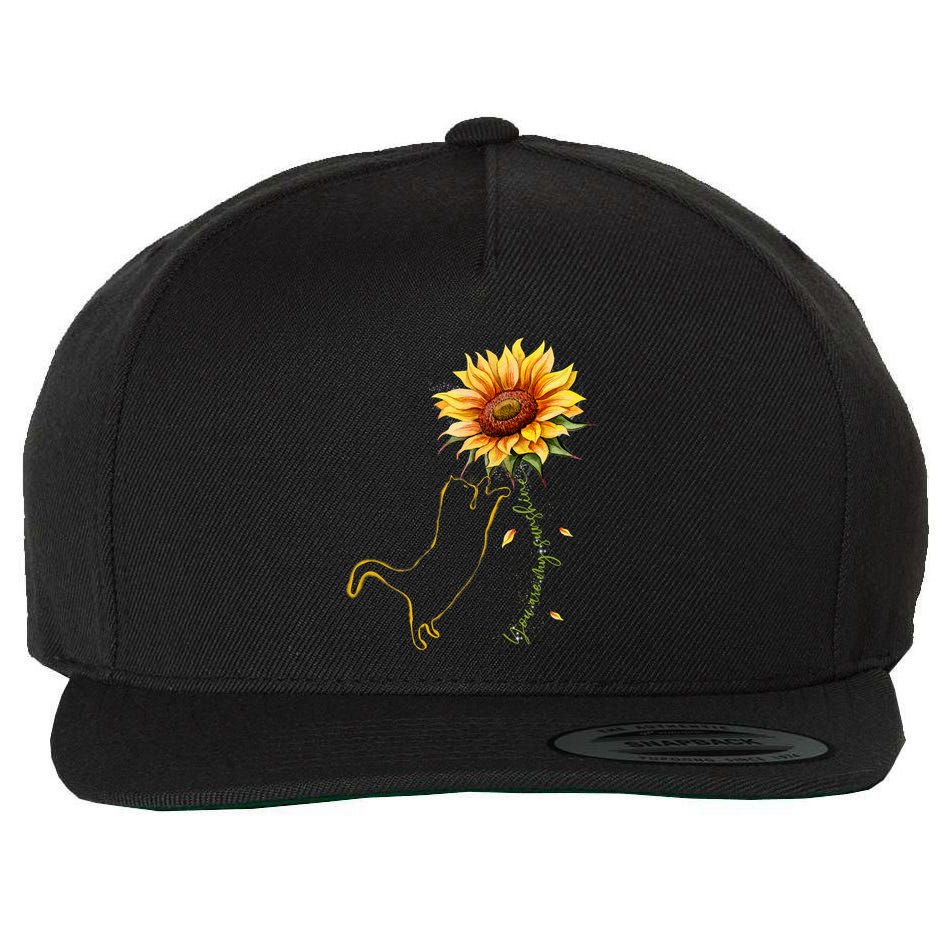 Cat Graphic Cat Sunflower Cat Sunshine Cat Lover Wool Snapback Cap
