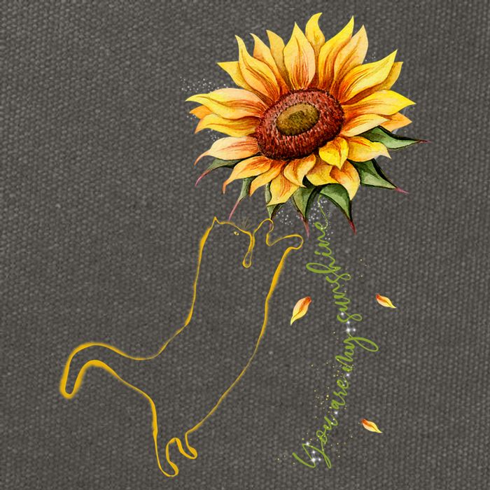 Cat Graphic Cat Sunflower Cat Sunshine Cat Lover Cotton Canvas Backpack
