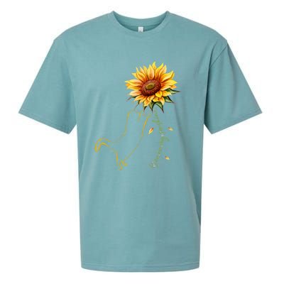 Cat Graphic Cat Sunflower Cat Sunshine Cat Lover Sueded Cloud Jersey T-Shirt