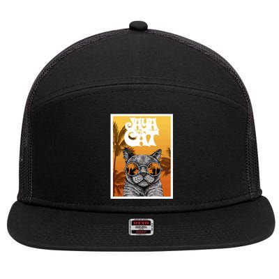 Cats Glasses 7 Panel Mesh Trucker Snapback Hat