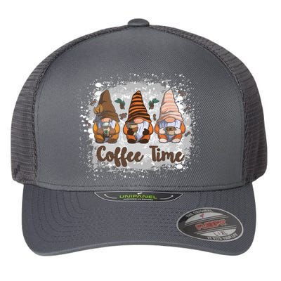 Cute Gnomes Coffee Time Caffeine Flexfit Unipanel Trucker Cap