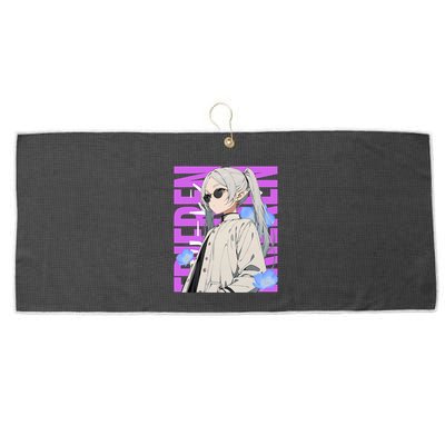 Cool Graphic Chill Day With Frieren Large Microfiber Waffle Golf Towel