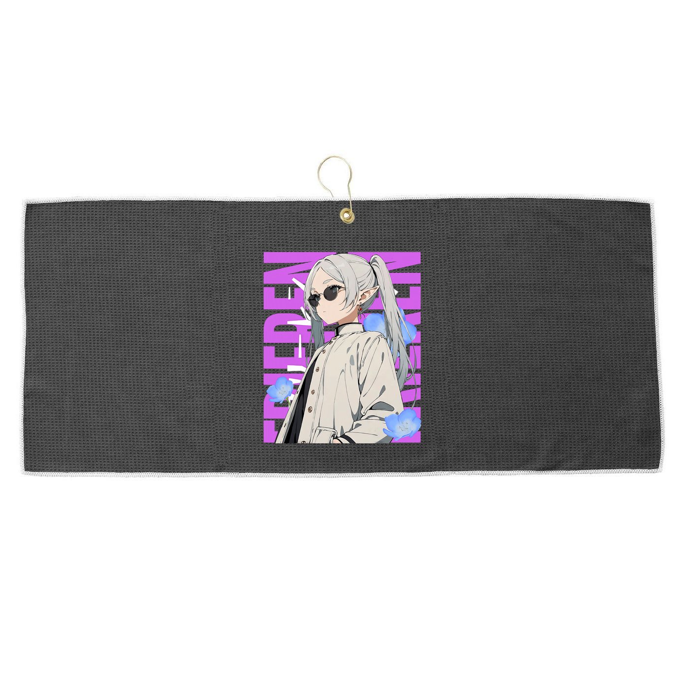 Cool Graphic Chill Day With Frieren Large Microfiber Waffle Golf Towel