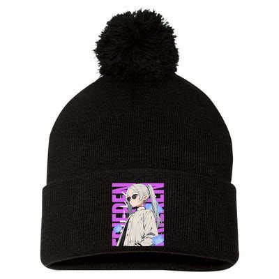 Cool Graphic Chill Day With Frieren Pom Pom 12in Knit Beanie
