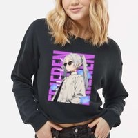 Cool Graphic Chill Day With Frieren Cropped Pullover Crew