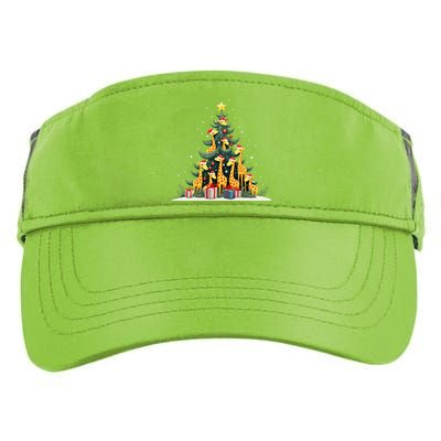 Cute Giraffe Christmas Tree Giraffe Lovers Xmas Holiday Adult Drive Performance Visor