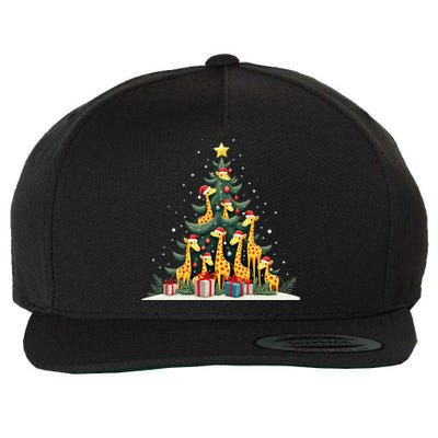 Cute Giraffe Christmas Tree Giraffe Lovers Xmas Holiday Wool Snapback Cap