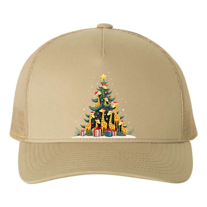 Cute Giraffe Christmas Tree Giraffe Lovers Xmas Holiday Yupoong Adult 5-Panel Trucker Hat