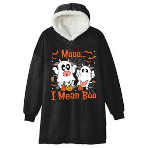 Cute Ghost Cow Moo I Mean Boo Halloween Funny Cow Lover Hooded Wearable Blanket