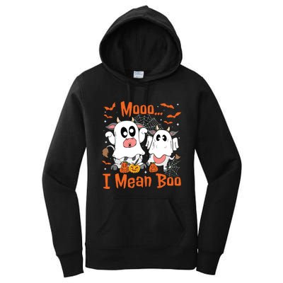 Cute Ghost Cow Moo I Mean Boo Halloween Funny Cow Lover Women's Pullover Hoodie