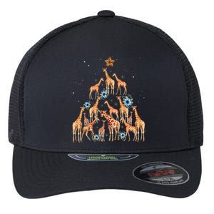 Cute Giraffe Christmas Tree Giraffe Lovers Xmas Holiday Flexfit Unipanel Trucker Cap