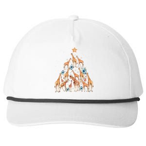 Cute Giraffe Christmas Tree Giraffe Lovers Xmas Holiday Snapback Five-Panel Rope Hat