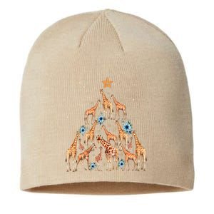 Cute Giraffe Christmas Tree Giraffe Lovers Xmas Holiday Sustainable Beanie